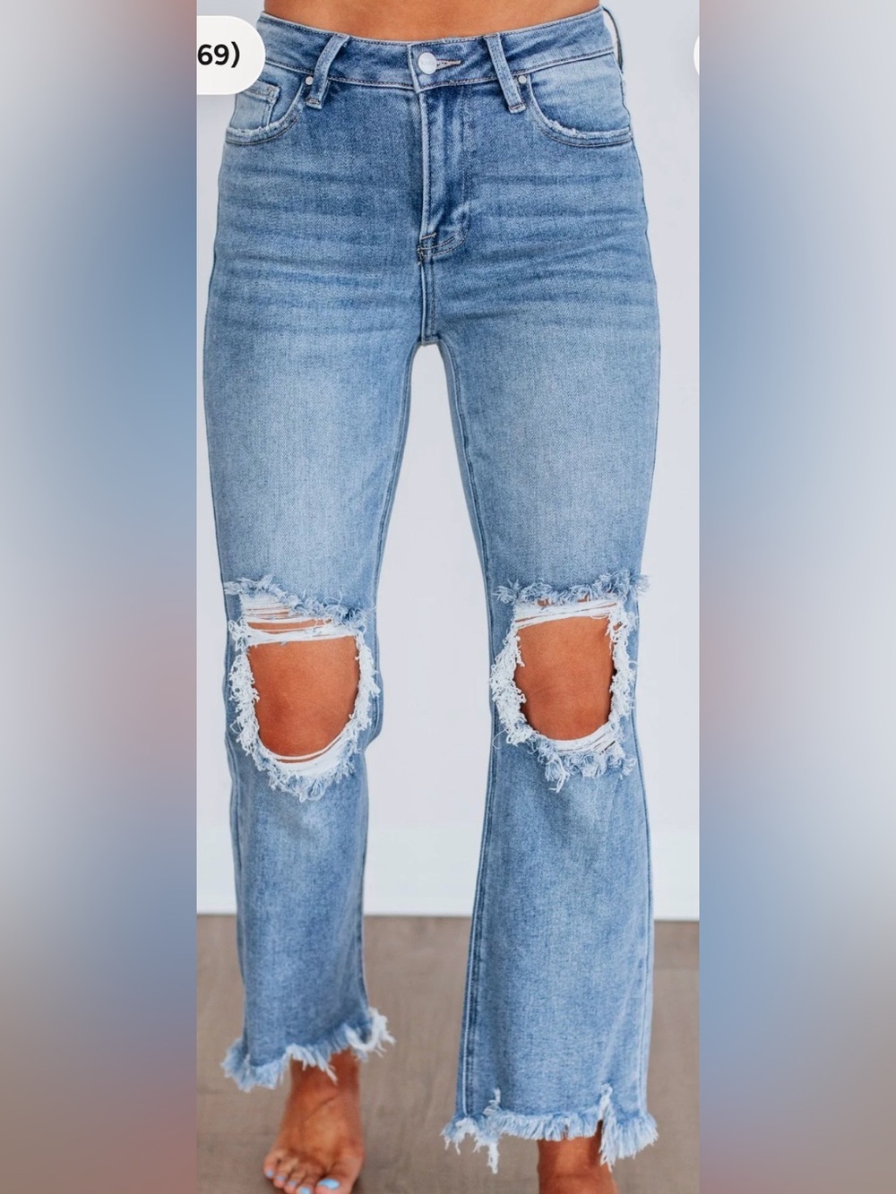 Women’s Light Blue Straight Leg Ripped Jeans
